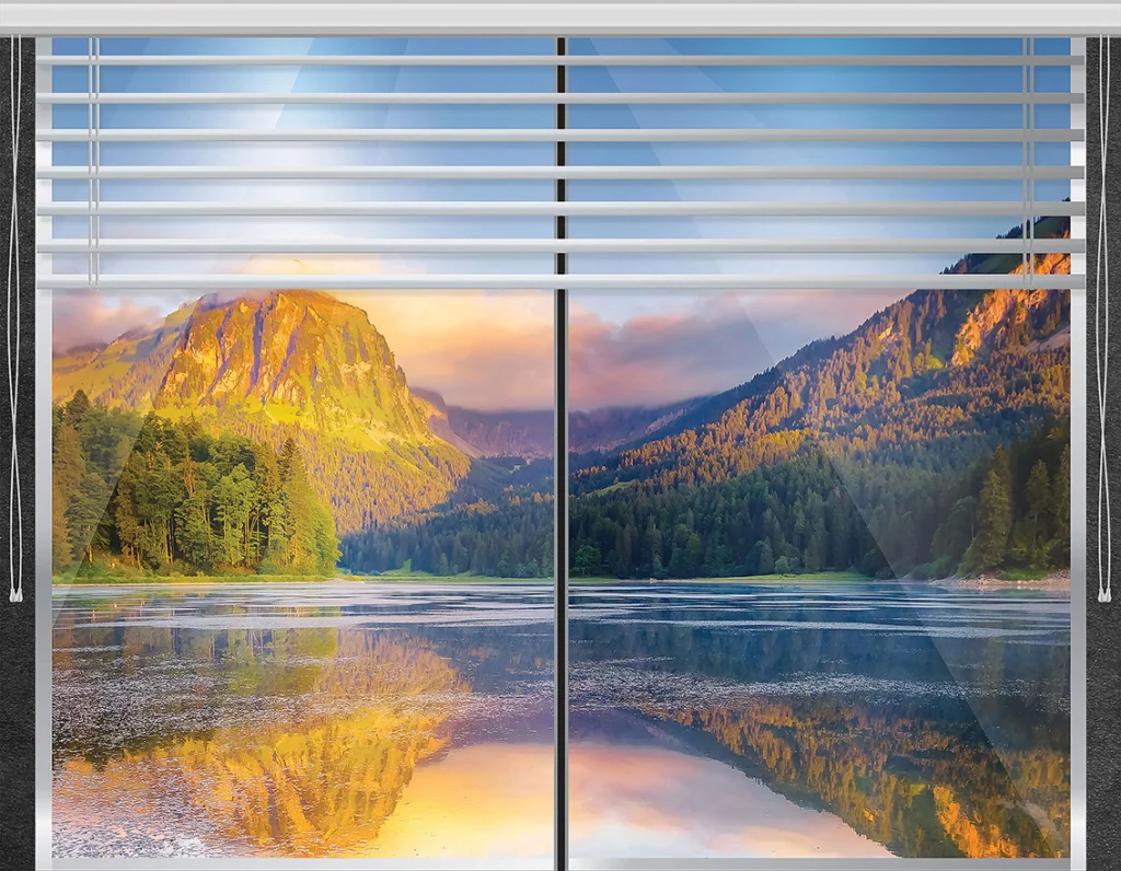 credence decorative paysage montagne